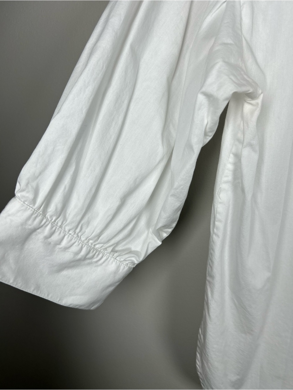 Maeve Anthropologie Poplin Puff Sleeve Button Down 100% Cotton White Shirt - Picture 4 of 15
